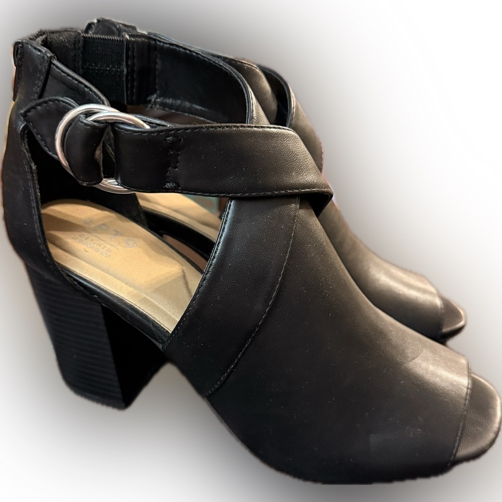 Apt. 9 Black Platform Peep Toe Platform Shoes Zip… - image 1